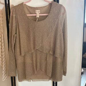 Chico's Shimmering Gold Layered Blouse